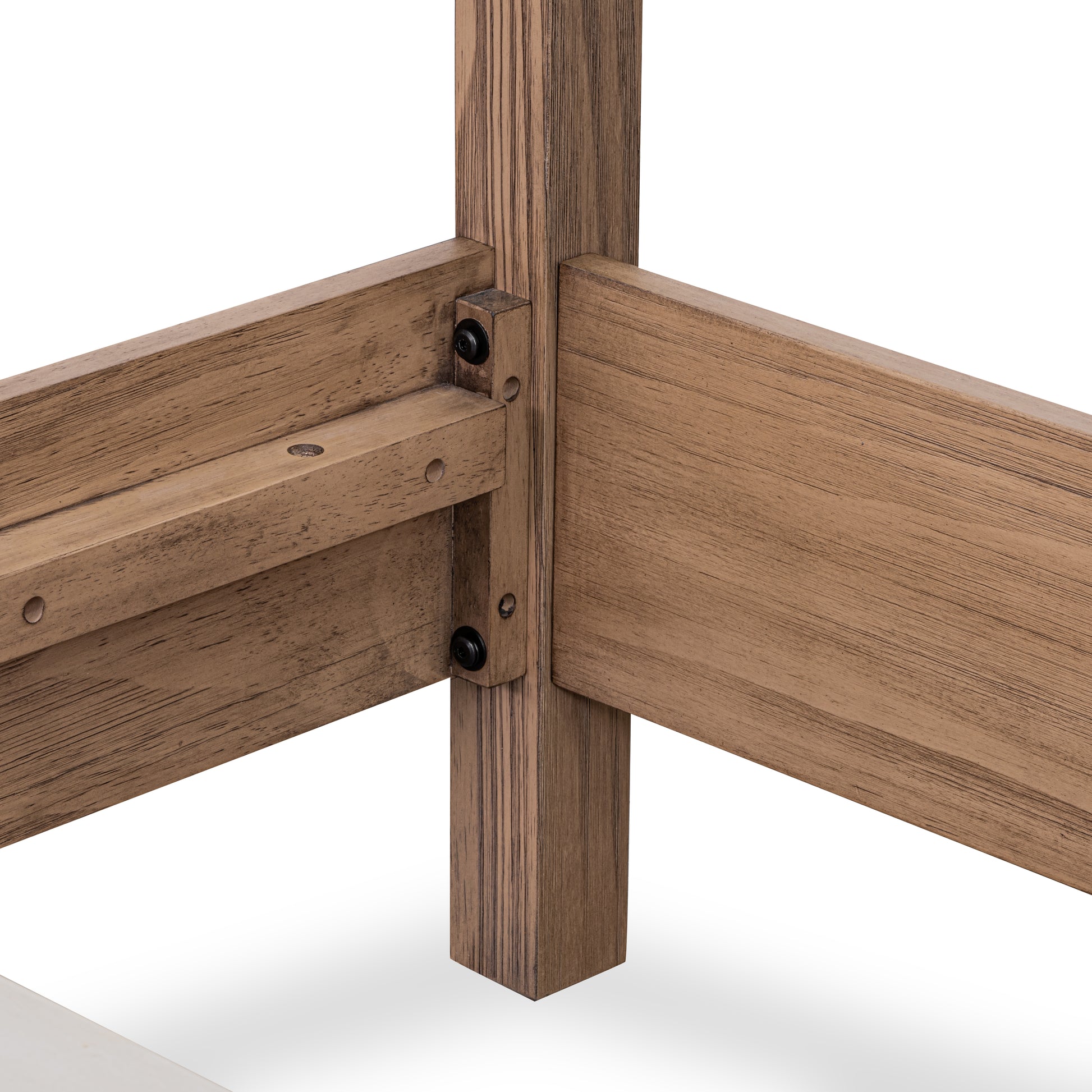 close up details of the construction of dream solid wood bed frame
