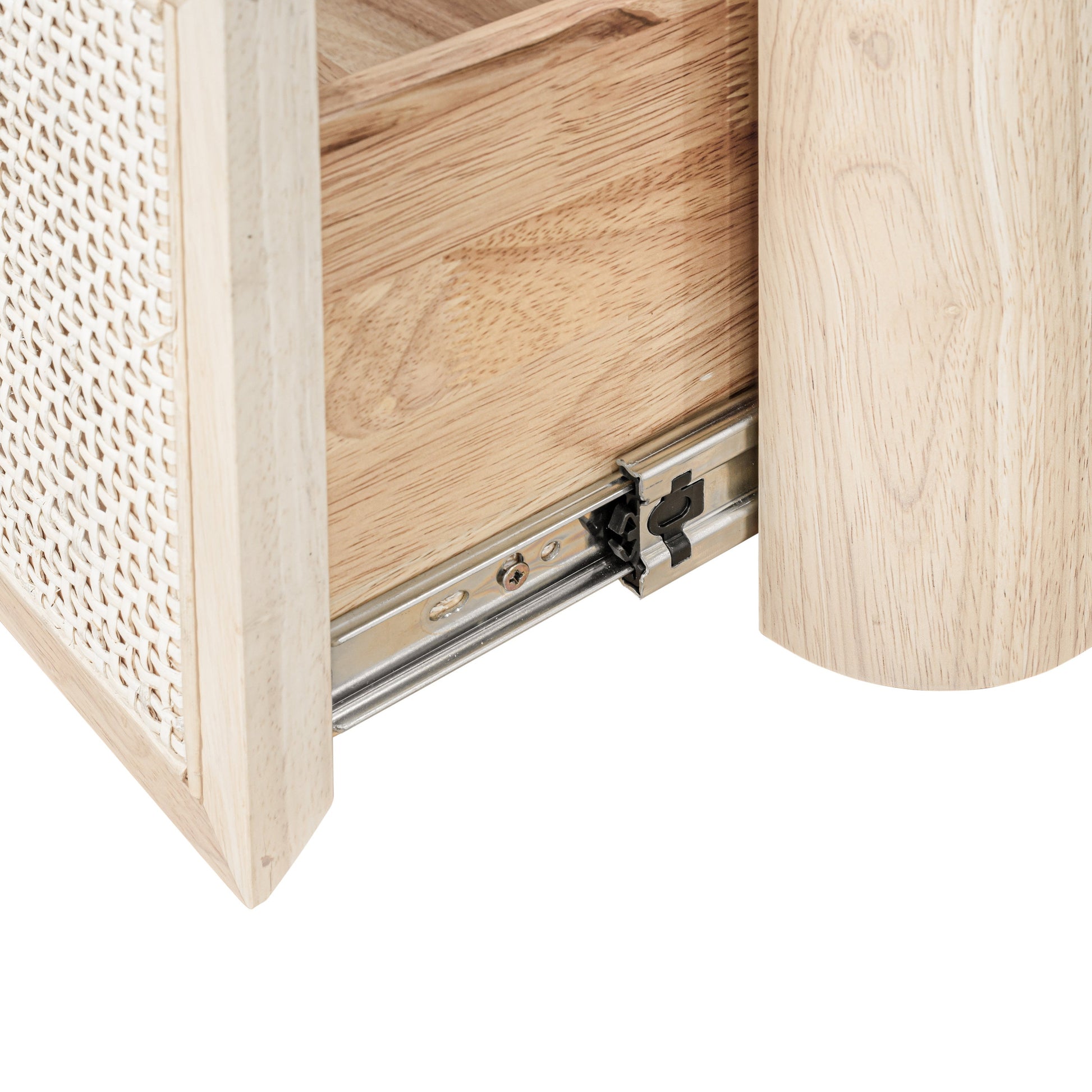 modern boho solid wood tv stand with cane door