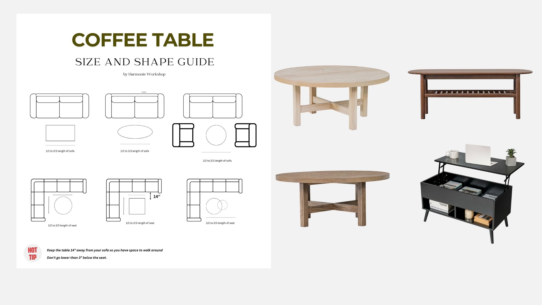 The Ultimate Guide to Pick The Coffee Table Sizes and Shapes