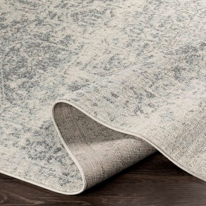 Distressed Oriental Area Rug in Light Grey / Beige