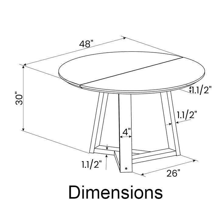 48 Inch Round Scandinavian Solid Wood Dining Table