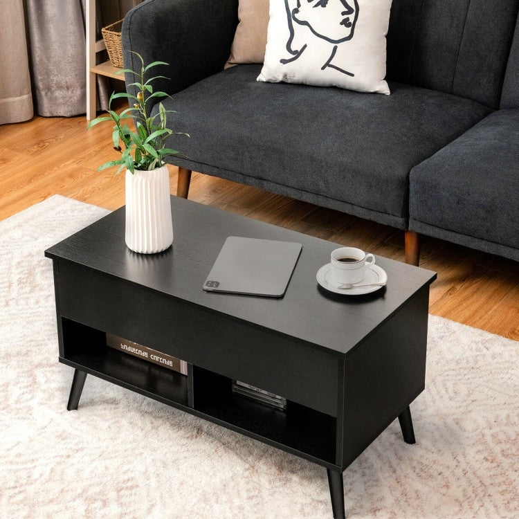 stylish and affordable lift top coffee table in black wood finish