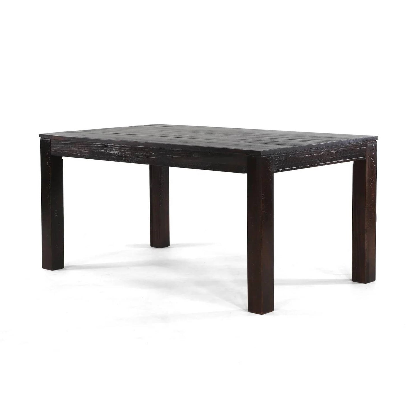 Modern Farmhouse 63-inch Solid Wood Dining Table in Rustic Dark Brown Finish