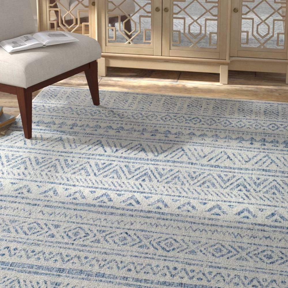 Indoor outdoor coastal blue rug