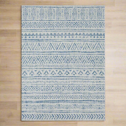 Indoor outdoor coastal blue rug