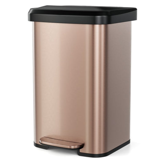 3-Gallon Copper Gold Stainless Steel Step Trash Can with Soft Close Lid