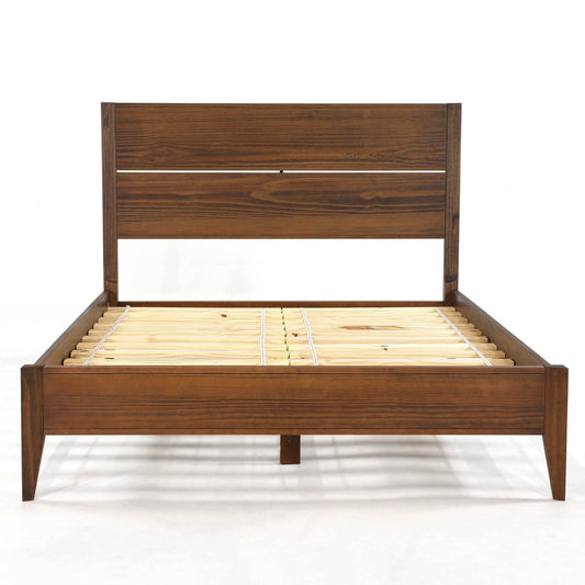 mid century modern wooden bed frame queen with headboard