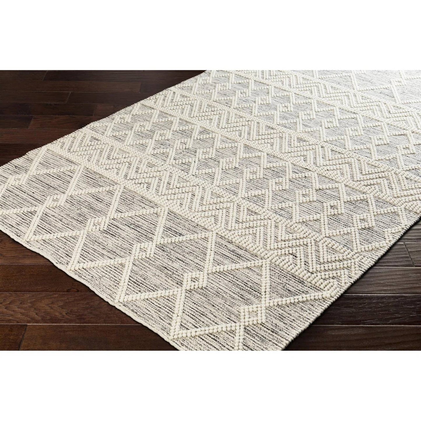 Hand Woven Wool Blend Grey Beige Ivory Persian Style Indoor Area Rug