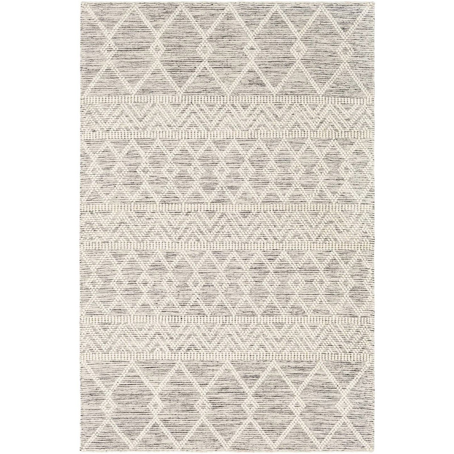 Hand Woven Wool Blend Grey Beige Ivory Persian Style Indoor Area Rug