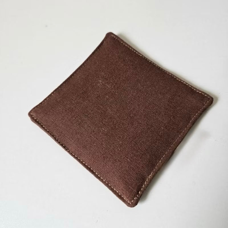 Set of 4 Natural Linen Coasters | Japandi Style | Minimalist Decor