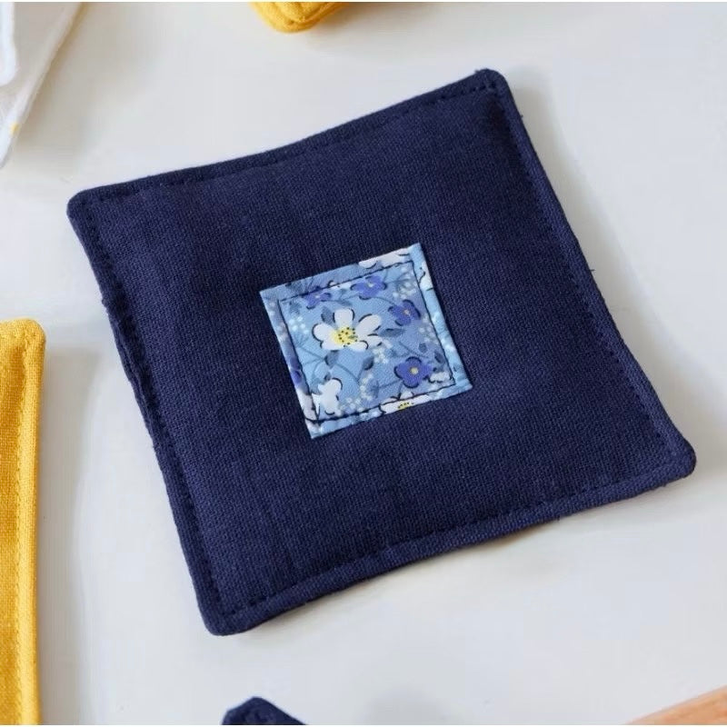 Set of 4 Natural Linen Coasters | Japandi Style | Minimalist Decor