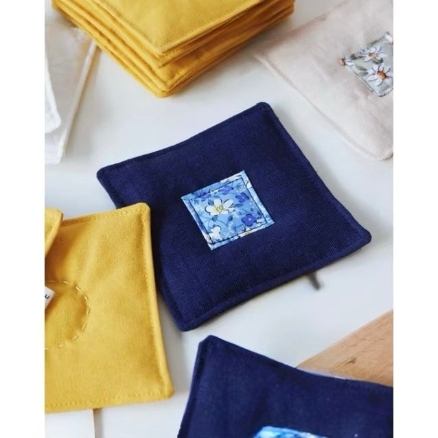 Set of 4 Natural Linen Coasters | Japandi Style | Minimalist Decor