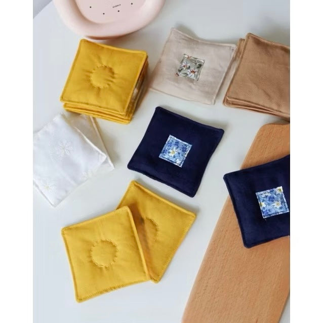 Set of 4 Natural Linen Coasters | Japandi Style | Minimalist Decor