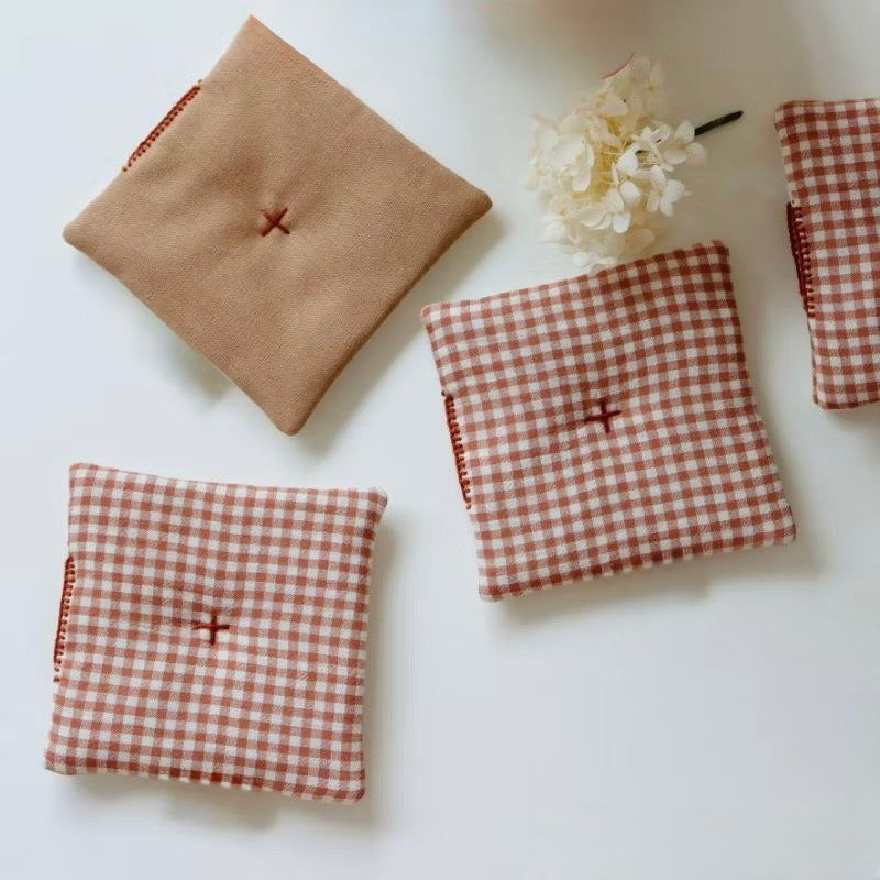 Set of 4 Natural Linen Coasters | Japandi Style | Minimalist Decor
