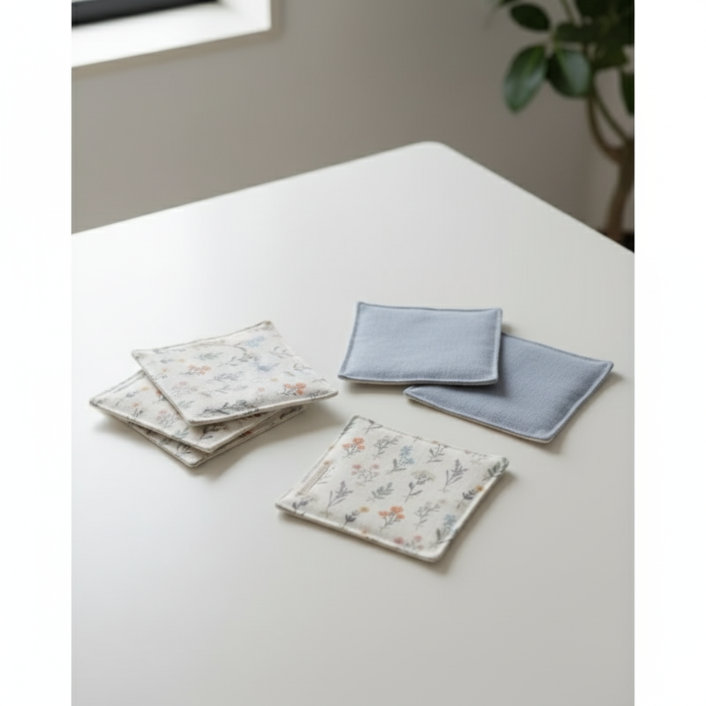 Set of 4 Natural Linen Coasters | Japandi Style | Minimalist Decor