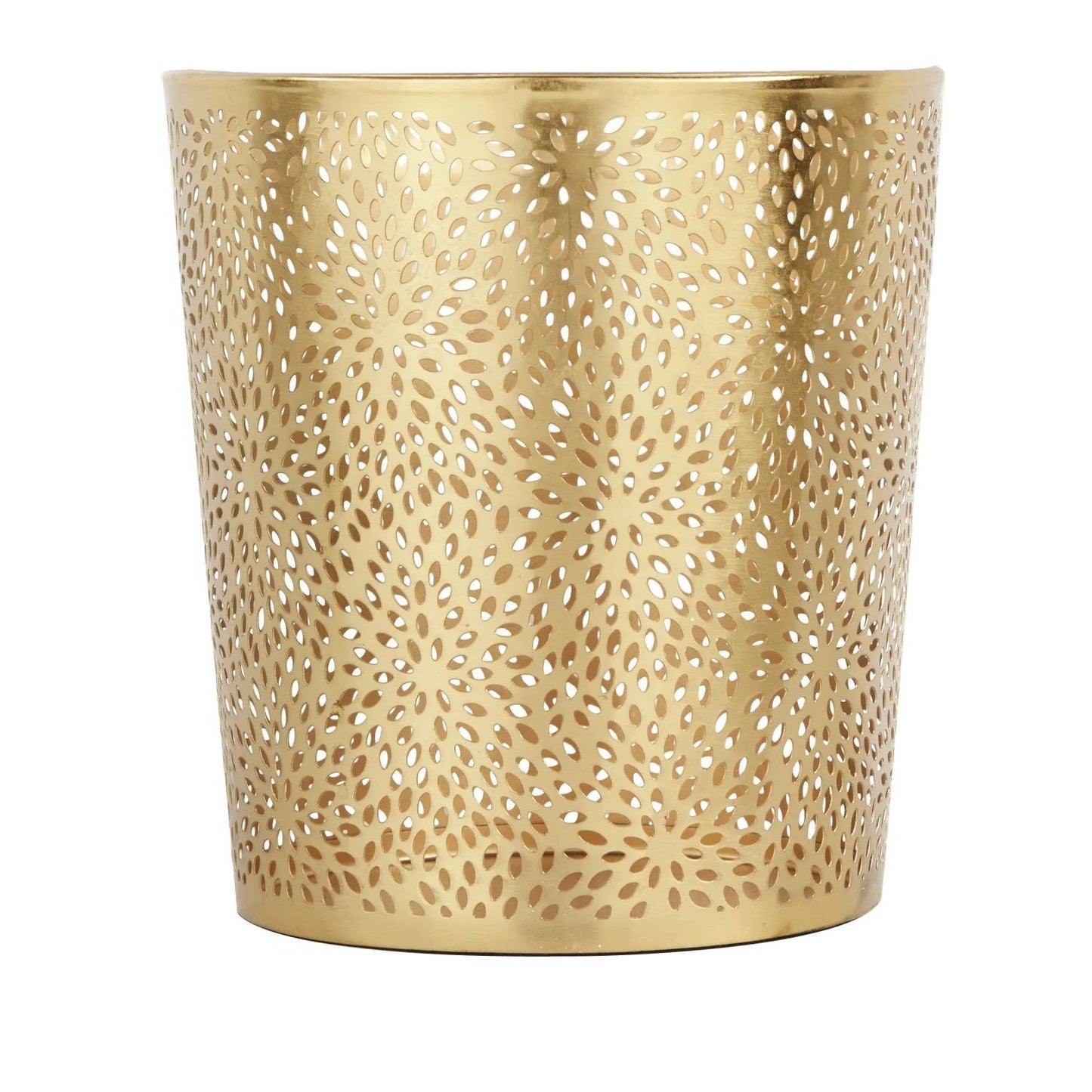 1.3 Gallon Round Perforated Copper Gold Metal Waste Basket Trash Can - Harmonie Workshop