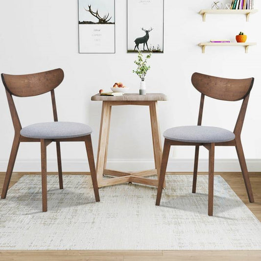 Set of 2 Mid-Century Modern Wood Dining Chair with Upholstered Seat - Harmonie Workshop