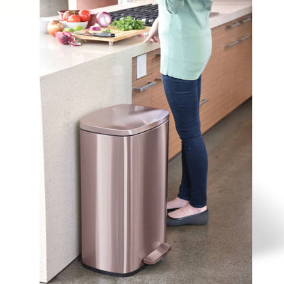 3-Gallon Copper Rose Gold Stainless Steel Step Trash Can with Deodorizer Filter