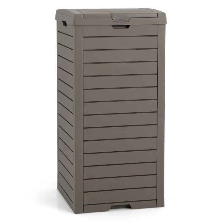 31-Gallon Heavy Duty Coffee Brown Plastic Outdoor Trash Can with Bottom Liquid Drawer - Harmonie Workshop