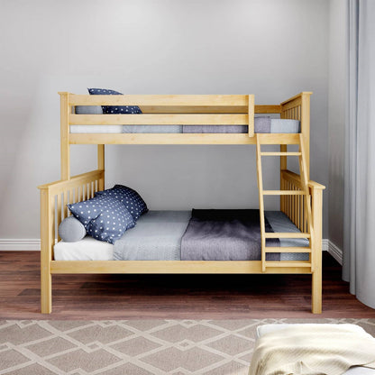 natural pine wood bunk bed, twin over full size wood bed