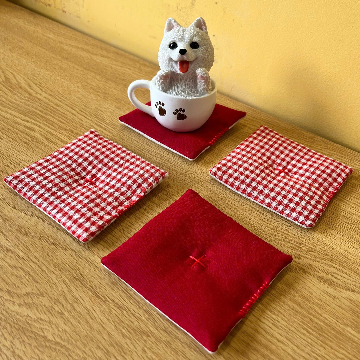 Set of 4 Natural Linen Coasters | Japandi Style | Minimalist Decor