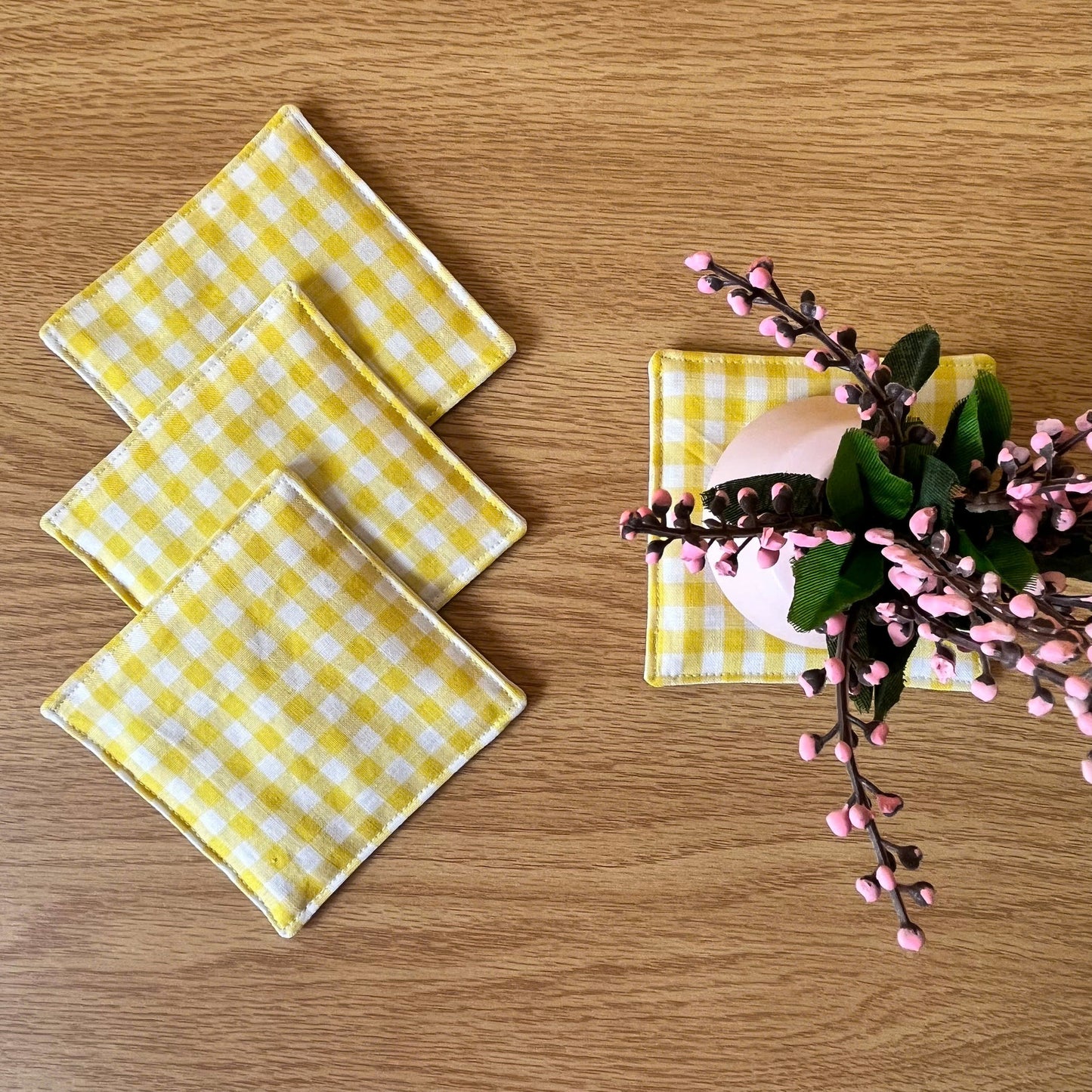 Set of 4 Natural Linen Coasters | Japandi Style | Minimalist Decor