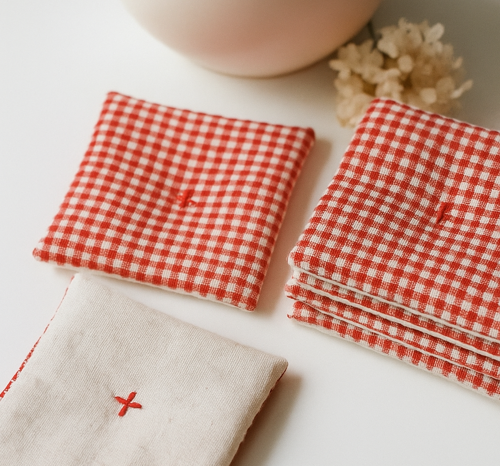 Set of 4 Natural Linen Coasters | Japandi Style | Minimalist Decor