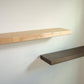 solid wood floating shelves, natural wood