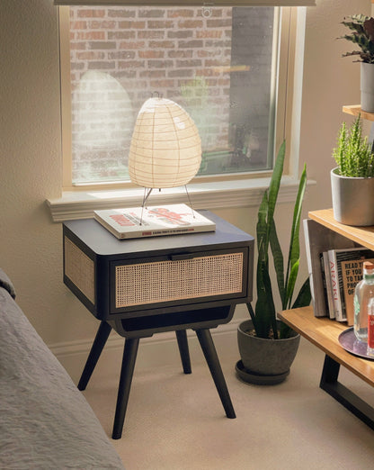  wood and cane end table