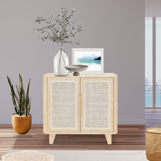 Rattan Accent Cabinet, Sideboard, Wood Cabinet and Cane Door