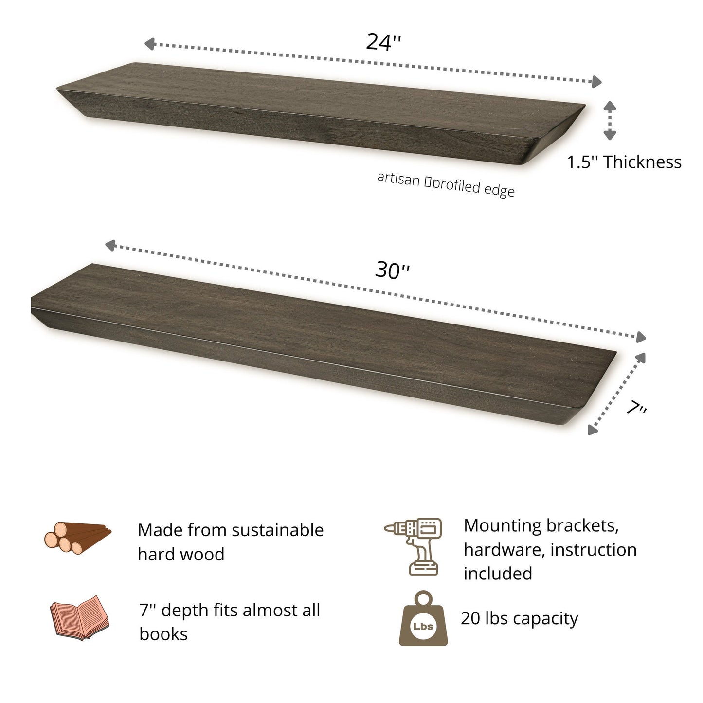  solid wood floating wall shelf