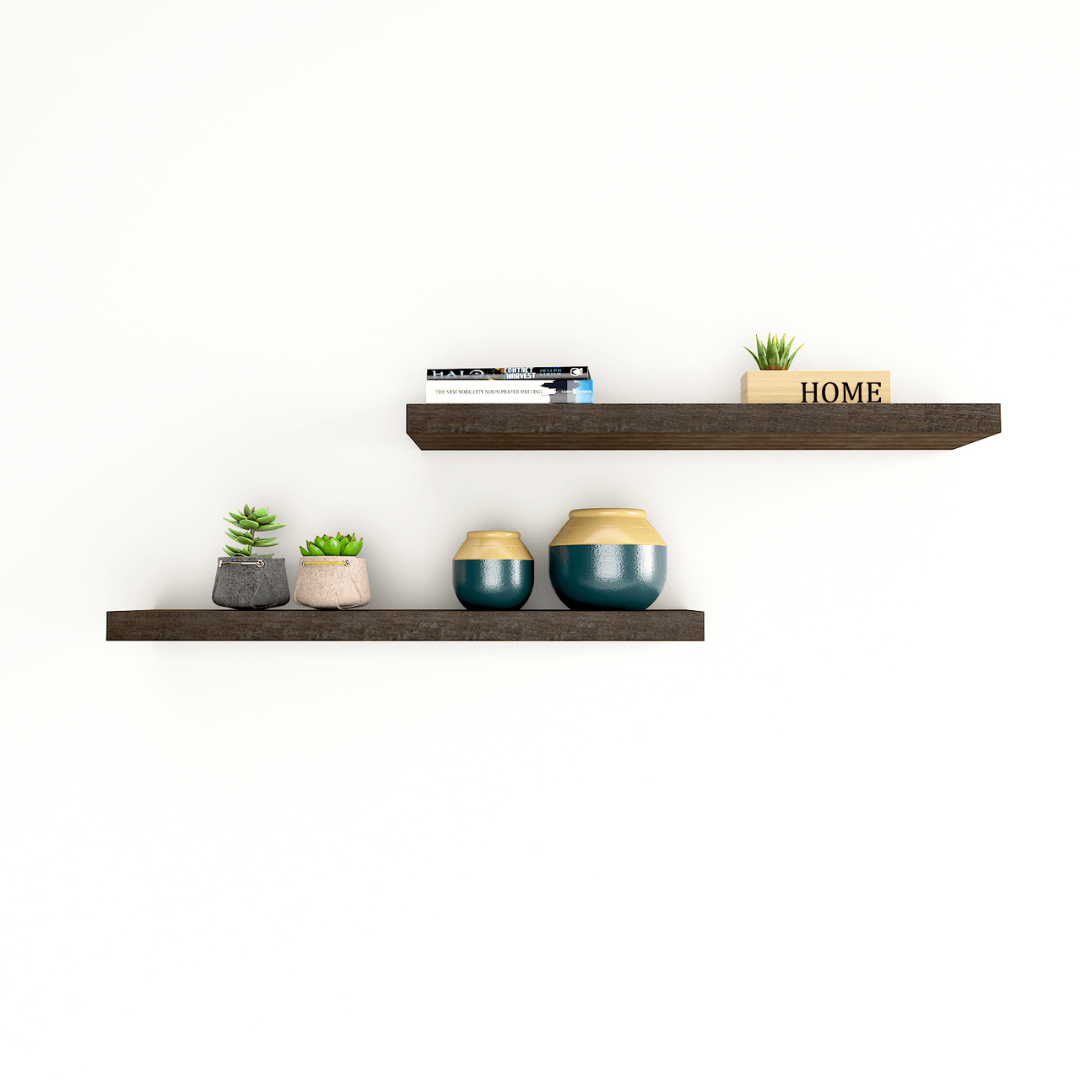 floating shelves, walnut rustic wall shelf