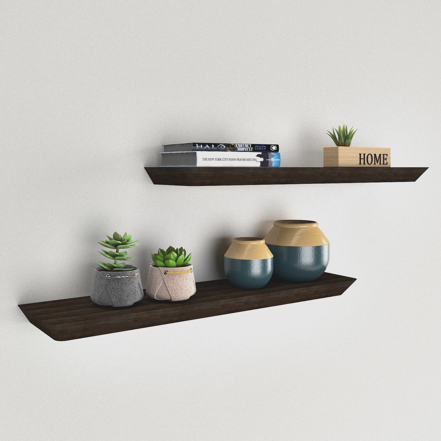 slim edge walnut solid wood floating wall shelf