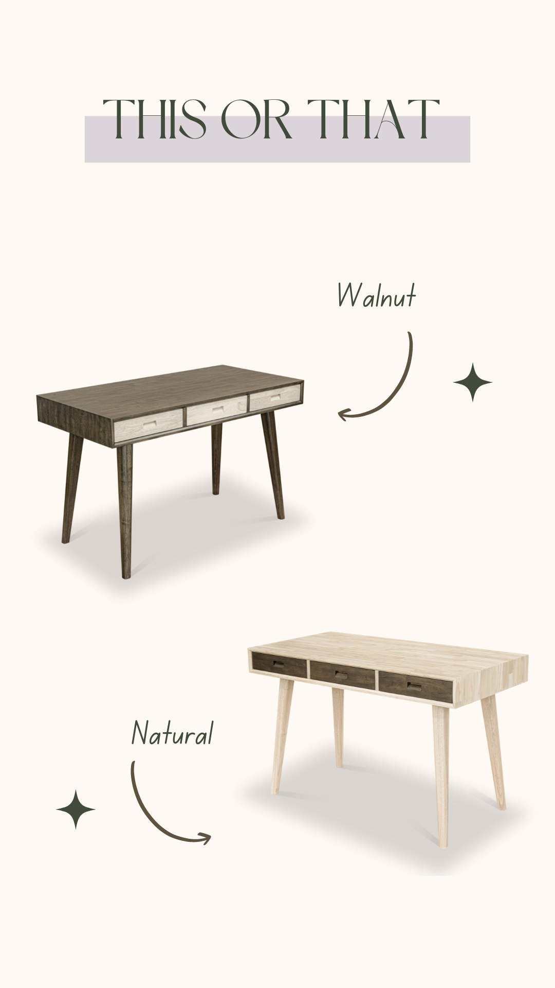 Lulu Work Desk- Scandinavian Wood Desk with Drawers
