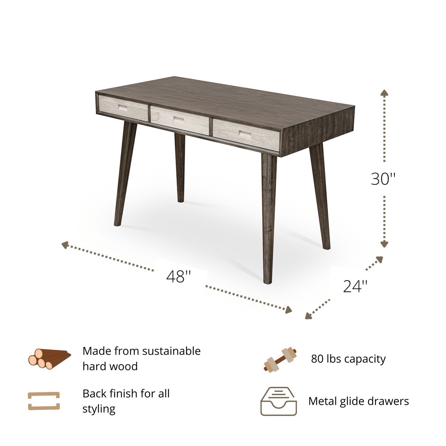 walnut wood work desk scandinavian style