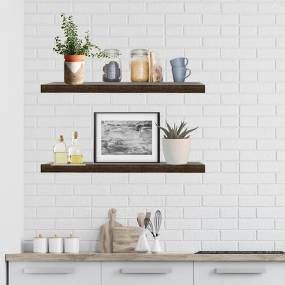 best quality walnut wood floating shelf on kitchen's wall